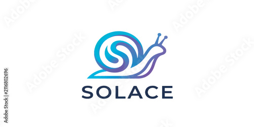 Modern snail shape brand logo vector design with color gradient
