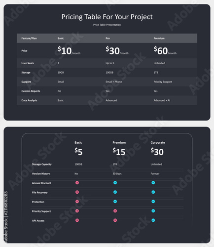 Pricing Table Infographic Presention Template