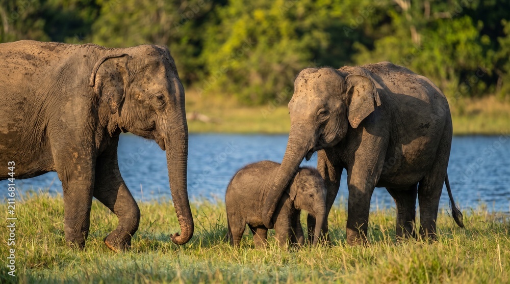 Obraz premium Sri Lankan Elephant (Elephas maximus maximus) – Majestic Endemic Asian Elephant in the Wild