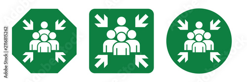 Emergency assembly point sign. Assembly point sign symbol vector illustration isolated on white background.