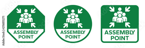 Emergency assembly point sign. Assembly point sign symbol vector illustration isolated on white background.
