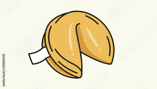 Chinese Fortune Cookie with Blank Paper Note Vector Illustration