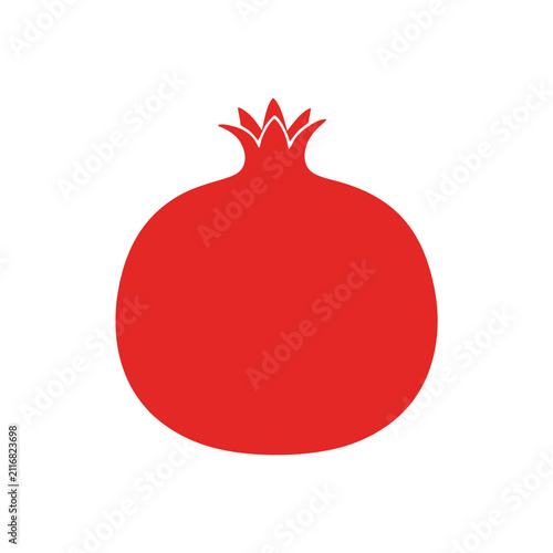 Red Pomegranate Silhouette Icon Isolated on White Background.