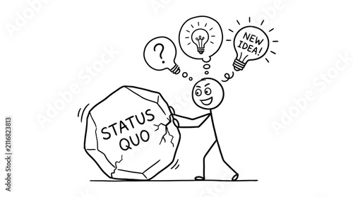 Person breaking through status quo to find new ideas.