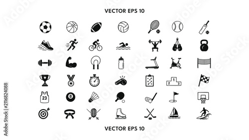 Sports Activity Award Black Icon Collection Set
