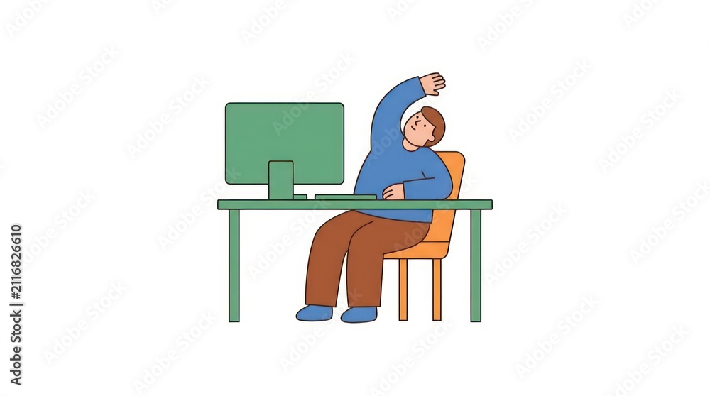 Fototapeta premium Man sitting at desk with computer.