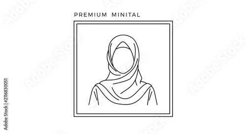 Minimalist Illustration of a Woman Wearing a Hijab
