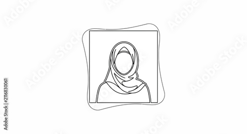 Minimalist Line Art Hijab Woman Portrait Icon
