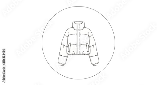 Fashion Sketch: Puffy Cropped Winter Jacket Illustration
