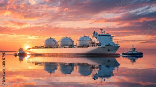 Large Oil and Gas Transportation Ship at Sea