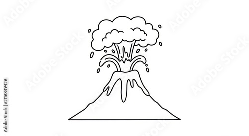 Volcano eruption with smoke and ash.