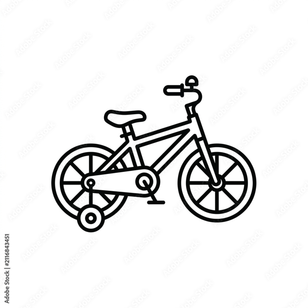 Fototapeta premium Simple black and white bicycle line art illustration.