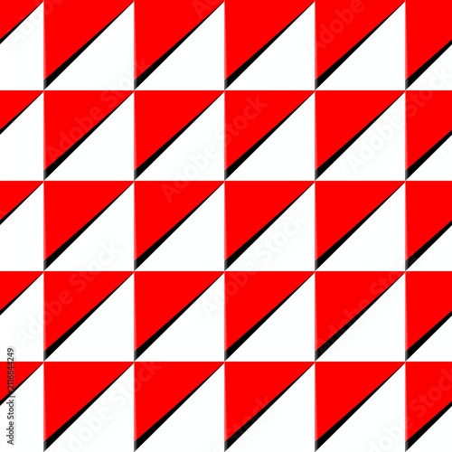 Modern abstract pattern featuring repeating red and white triangular geometric shapes