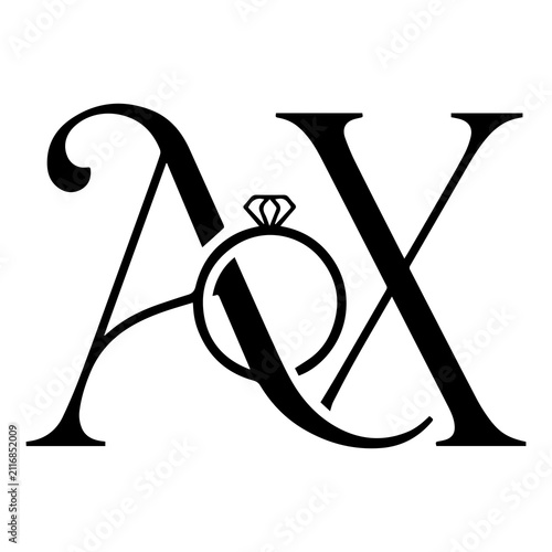 Modern Elegant AX Monogram Logo Design with Diamond Ring Icon for Luxury Jewelry, Wedding, and Boutique Brand