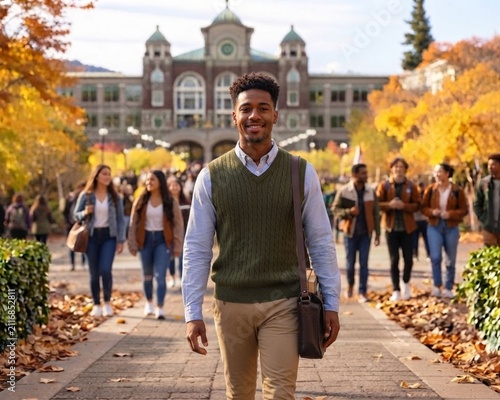 Student  walking in the park