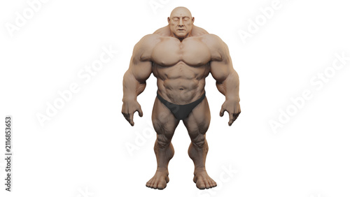 Принти на полотні 3d rendering muscular figure with strong build and no clothes