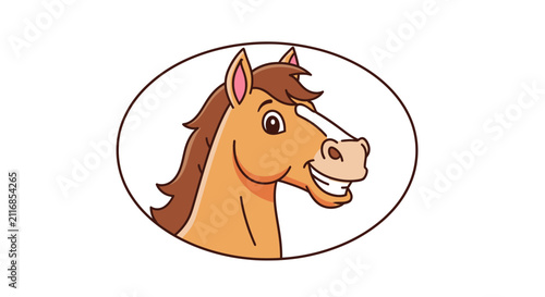 Friendly cartoon horse portrait isolated on white background