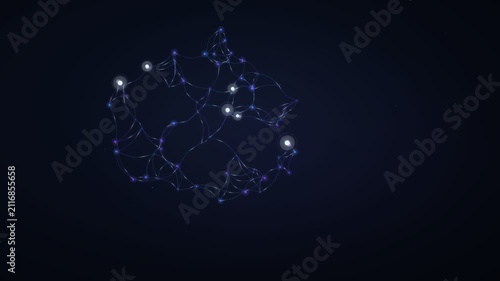 Glowing Network Connections Forming Abstract Shape