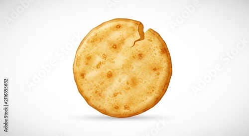 Round golden brown baked cracker snack with crispy texture
