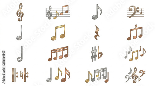 Принти на полотні Colorful musical notes and symbols collection.