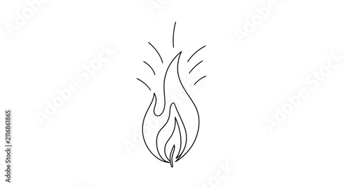 Foto Minimalist Flame Icon Illustration, Simple Fire Line Art, Energy Symbol, Heat Gr