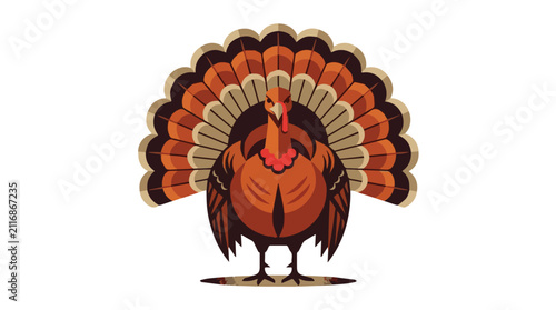 Colorful detailed turkey with vibrant feathers in warm tones for thanksgiving harvest celebration