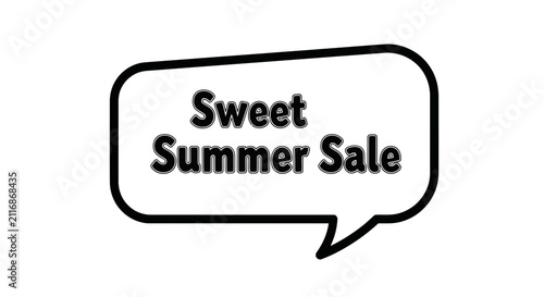 Sweet Summer Sale Speech Bubble Icon - Black Outline and White Background