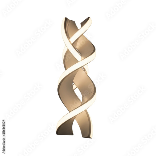 Modern spiral LED table lamp. Contemporary minimalist light fixture isolated on white.