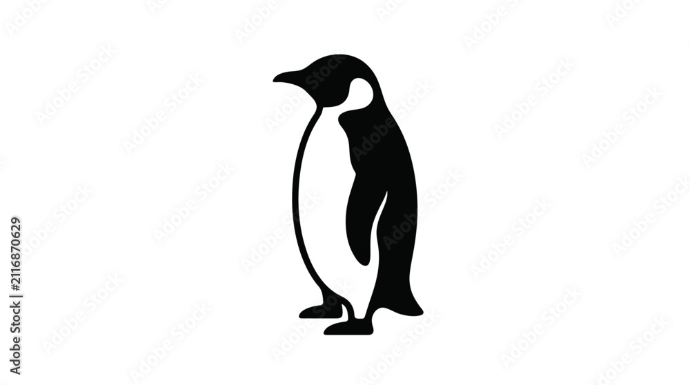 Fototapeta premium Simple Black and White Penguin Vector Icon Illustration