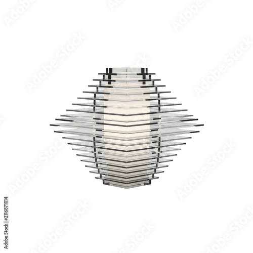 Modern geometric wall lamp. Minimalist LED light fixture isolated on white background.