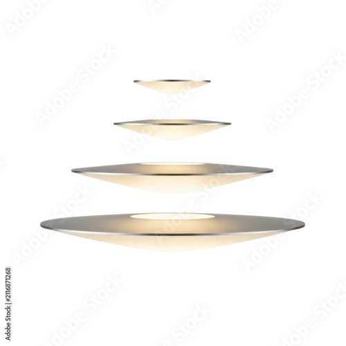 Modern minimalist ceiling lamps. Contemporary LED light fixtures isolated on white.