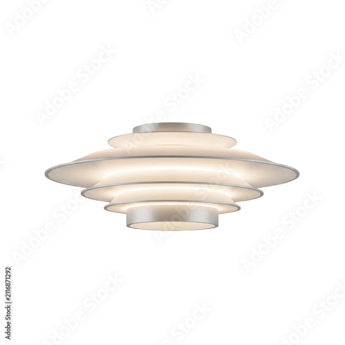 Modern ceiling lamp isolated on white. Minimalist LED light fixture for interior design.