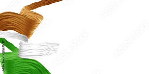 National Indian flag ribbon. Curly ribbon on white background. Vector illustration.