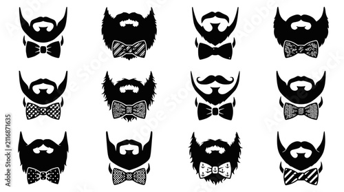 Fotografía Beard Styles with Bow Ties - Collection of Diverse Facial Hair and Neckwear Desi
