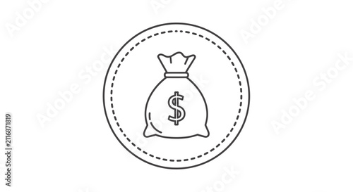 Money Bag Icon: Financial Wealth, Savings, Investment, Currency Symbol