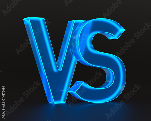 Neon Versus or VS battle on dark background. 3D illustration