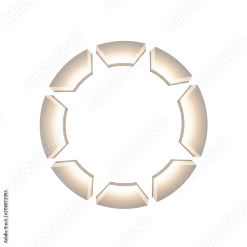 Modern circular LED ceiling lamp. Minimalist ring light fixture isolated on white background.