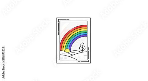 rainbow over hills in frame