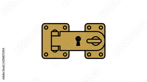 Vintage Brass Gate Latch with Keyhole, Secure Door Hardware, Rustic Exterior Lock Illustration