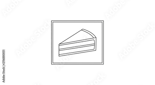 Simple Cake Slice Line Art Icon - Dessert Food Vector
