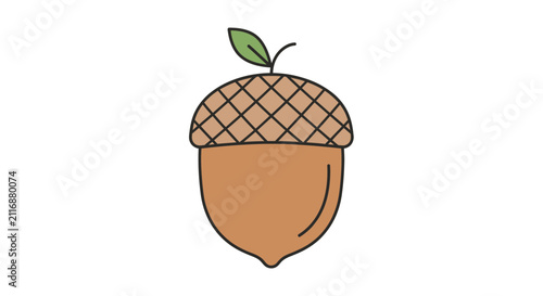 Simple Cartoon Acorn Icon Isolated on White Background