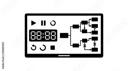 Modern Digital Dashboard Flowchart Interface Vector Illustration