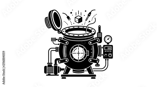 Industrial Machine Chamber Equipment Vector Illustration