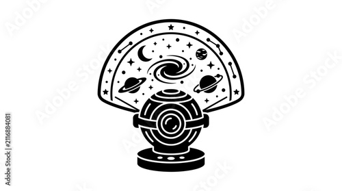 Space Projector Galaxy Stars Planet Vector Illustration Icon
