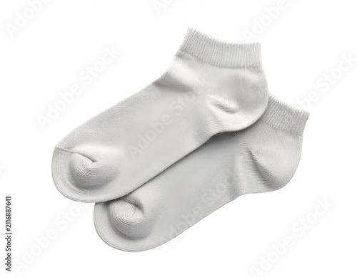 Pair of white cotton ankle socks isolated on a clean white background