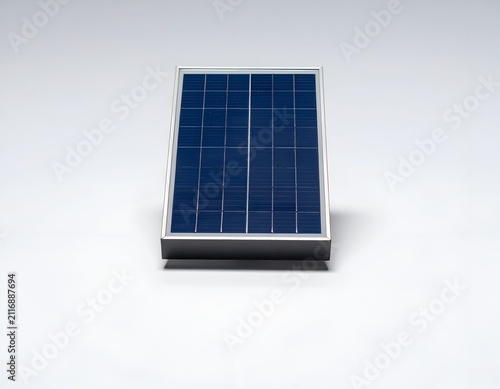Photorealistic 3D Render of a Blue Solar Panel Isolated on a White Background