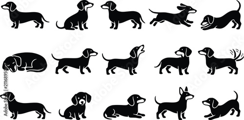 Dachshund Silhouette Clip art Bundle Set