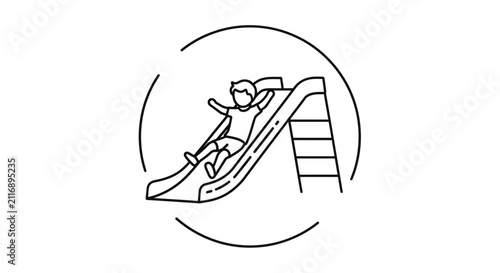 child playing on slide