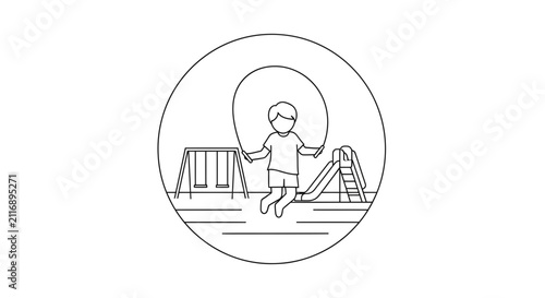 child playing on swing set, joyful kid in playground