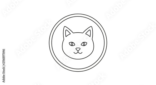 cat face icon, feline head drawing
